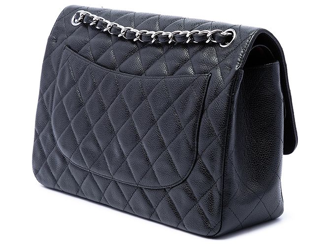 Chanel Black Jumbo Classic Caviar Double Flap Nero - vista 2