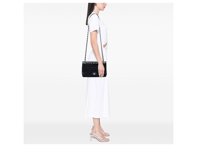 Chanel Black Jumbo Classic Caviar Double Flap Nero - vista 6