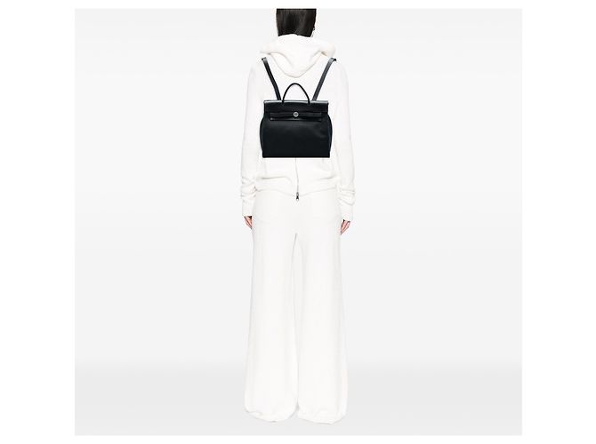 Zaino Hermès Black Toile Herbag PM Nero - vista 5