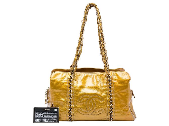 Chanel Gold Medium Crinkled Patent Luxe Ligne Tote Golden - Ansicht 6