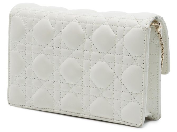Pochette My Dior Daily Chain in agnello bianco cannage Dior Crudo - vista 2