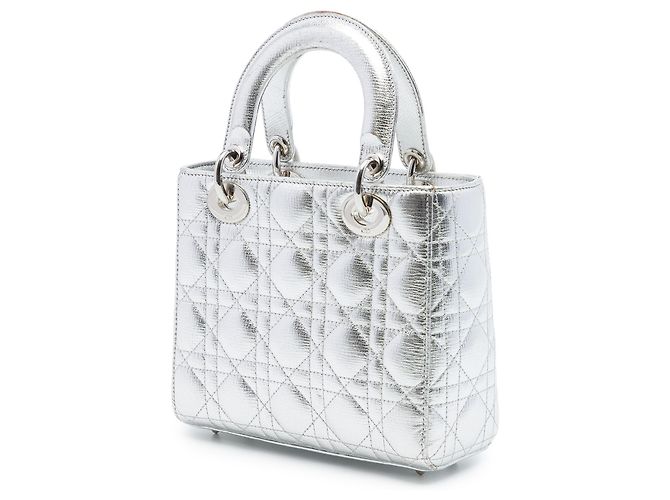Dior Argento Small Metallic Grained Calfskin Cannage My ABCDior Lady Dior - vista 2