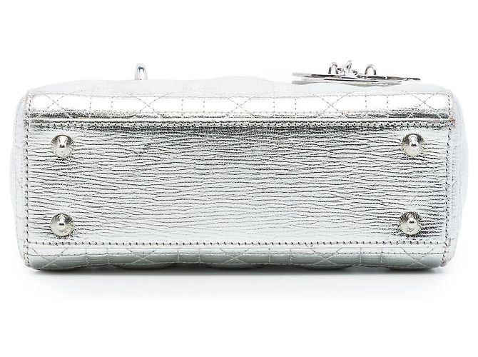 Dior Argento Small Metallic Grained Calfskin Cannage My ABCDior Lady Dior - vista 3