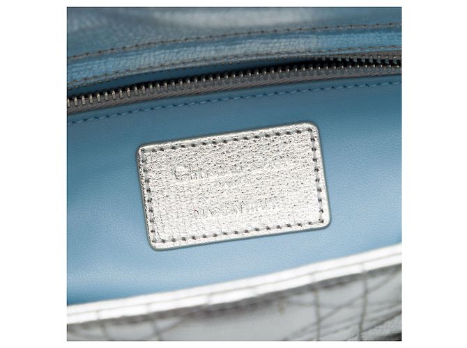 Dior Argento Small Metallic Grained Calfskin Cannage My ABCDior Lady Dior - vista 5