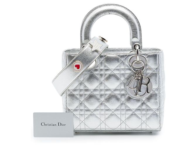 Dior Argento Small Metallic Grained Calfskin Cannage My ABCDior Lady Dior - vista 7