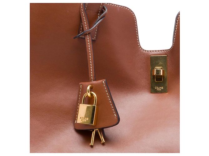 Céline Celine Cabas 16 Tote in pelle di vitello liscia marrone - vista 6