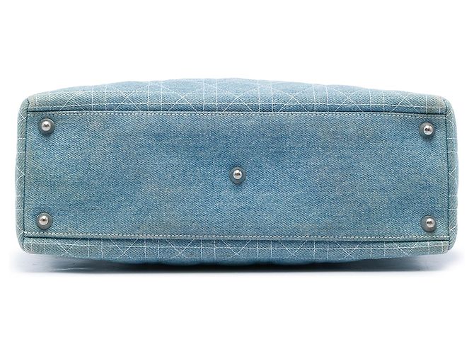 Lady Dior in denim blu grande con manici in acrilico Cannage di Dior Blu chiaro - vista 3