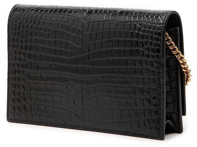Borsa a tracolla Kate con nappa con stampa coccodrillo e nappa nera Saint Laurent Nero - vista 2