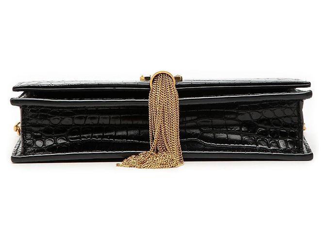 Borsa a tracolla Kate con nappa con stampa coccodrillo e nappa nera Saint Laurent Nero - vista 3