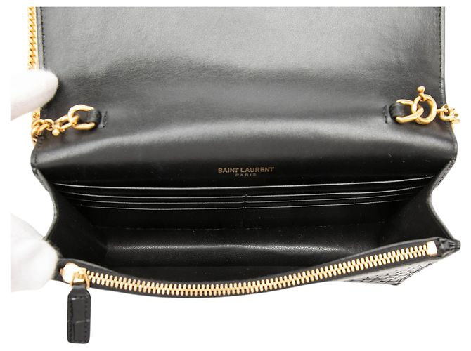 Borsa a tracolla Kate con nappa con stampa coccodrillo e nappa nera Saint Laurent Nero - vista 4
