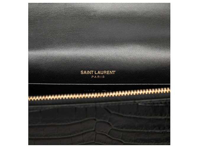 Borsa a tracolla Kate con nappa con stampa coccodrillo e nappa nera Saint Laurent Nero - vista 5