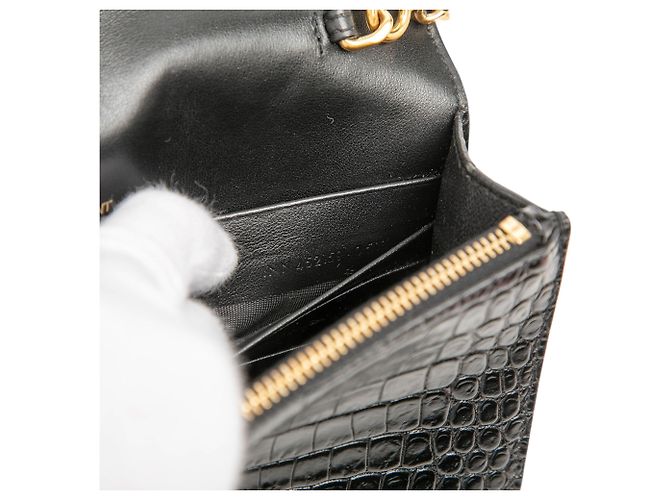 Borsa a tracolla Kate con nappa con stampa coccodrillo e nappa nera Saint Laurent Nero - vista 6