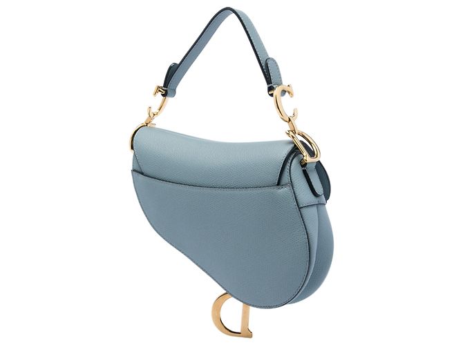 Borsa Saddle Dior blu in pelle di vitello granulata Blu chiaro - vista 2