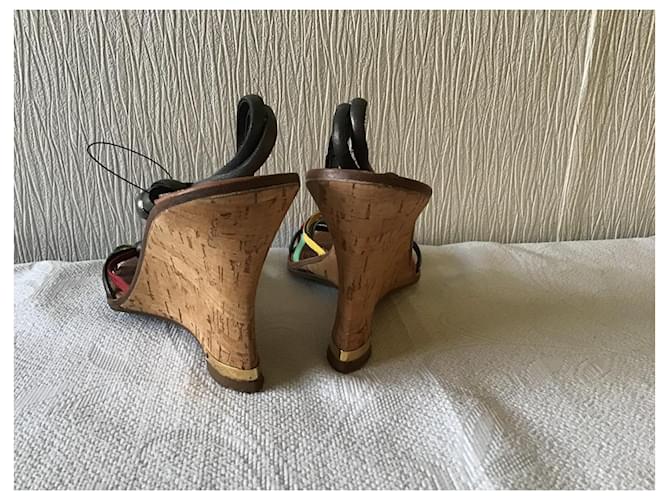 Chloé Sandali con zeppa Chloe Marrone Rosso Verde Giallo Metallico - vista 5