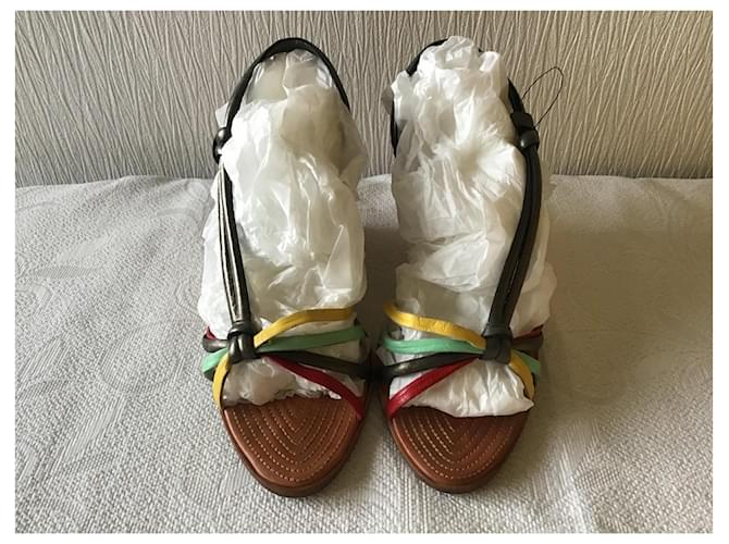 Chloé Sandali con zeppa Chloe Marrone Rosso Verde Giallo Metallico - vista 7