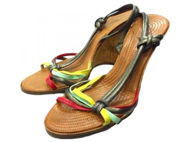 Chloé Sandali con zeppa Chloe Marrone Rosso Verde Giallo Metallico - vista 8