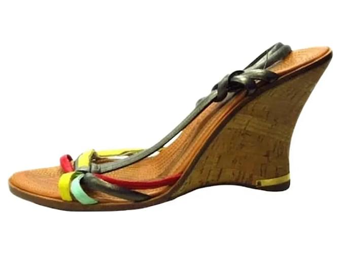 Chloé Sandali con zeppa Chloe Marrone Rosso Verde Giallo Metallico - vista 9