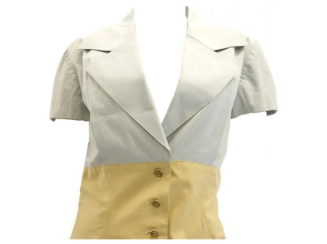 Abito bicolore Hermès Beige Giallo - vista 2