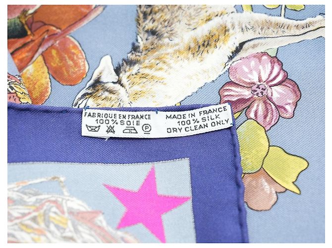 Carré Hermès Faune et Flore du Texas Wildlife in Seta 90 cm Marrone Rosa Bianco Blu D'oro Giallo - vista 16