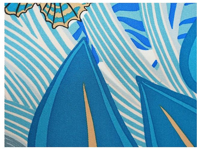 Hermès Foulard Jaguar Quetzal 90cm Seta Blu Marrone Bianco D'oro Grigio - vista 11
