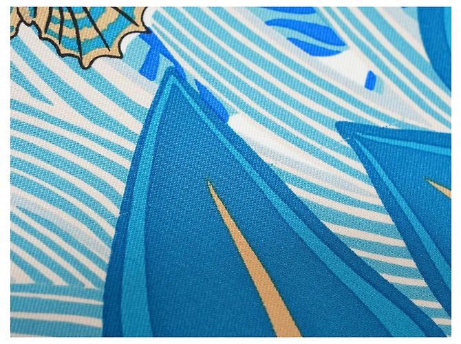 Hermès Foulard Jaguar Quetzal 90cm Seta Blu Marrone Bianco D'oro Grigio - vista 12