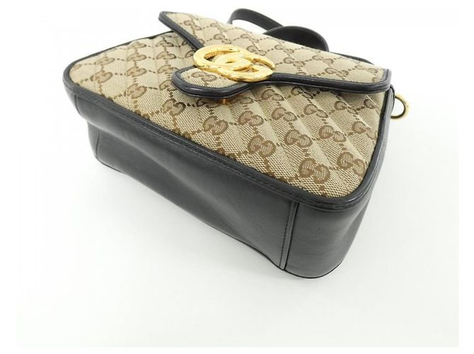 Borsa Gucci GG Marmont Nero Beige - vista 3