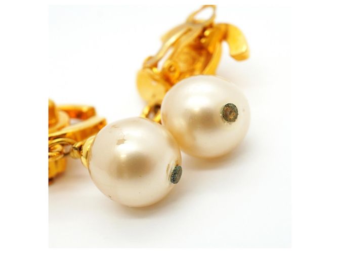 Orecchini a clip Chanel placcati oro con perla finta D'oro - vista 6