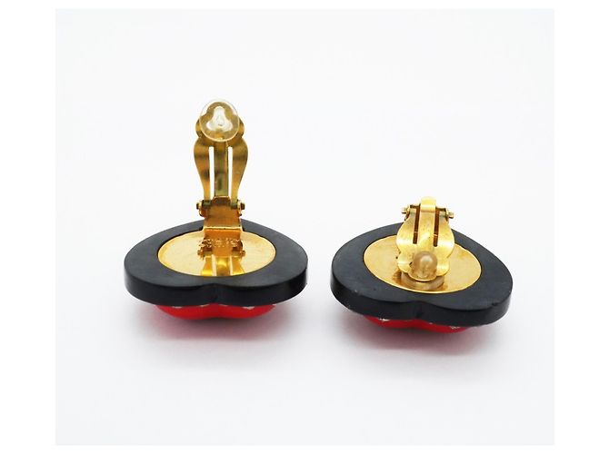 Orecchini a clip Chanel neri rossi dorati Nero Rosso D'oro - vista 3