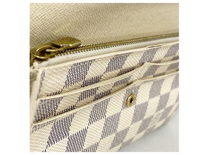 Louis Vuitton Damier Azur Portefeuille Sarah Long Wallet Bianco - vista 5