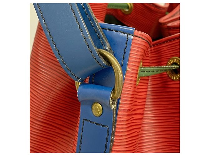 Borsa a Spalla Louis Vuitton Epi Noe Rosso Blu - vista 12