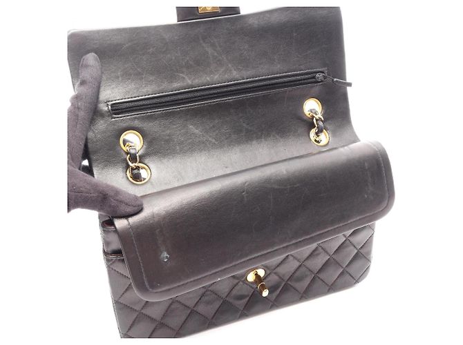 Borsa a Spalla Chanel Matelassé Double Flap Nero - vista 10