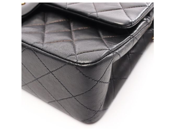 Borsa a Spalla Chanel Matelassé Double Flap Nero - vista 12