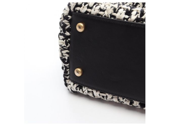 Borsa a mano Chanel Matelassé con manico superiore Nero Bianco - vista 7