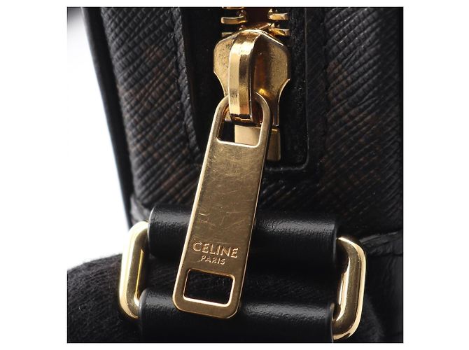 Céline Celine Triomphe Messenger Bag Medium Braun Schwarz Weiß - Ansicht 8