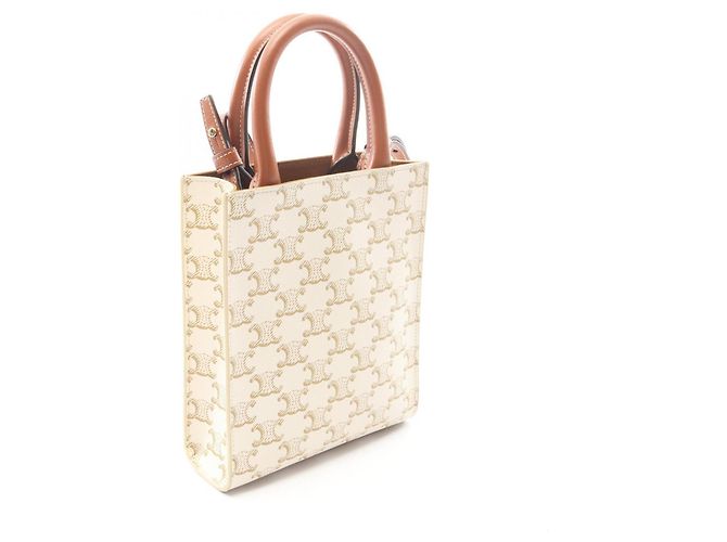 Céline Celine Mini Vertical Cabas Triomphe Handtasche Braun Roh - Ansicht 2
