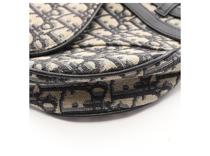 Borsa Saddle Christian Dior Beige/Blu navy - vista 7