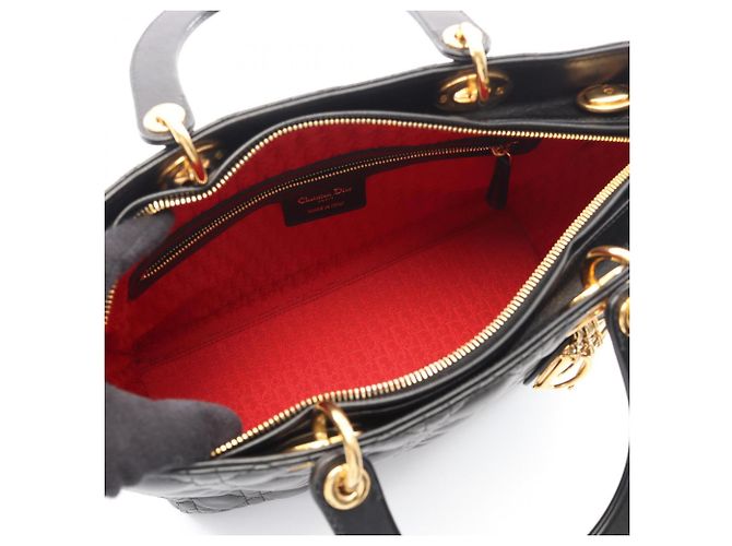 Borsa a 2 vie Christian Dior Lady Large Cannage Nero - vista 3