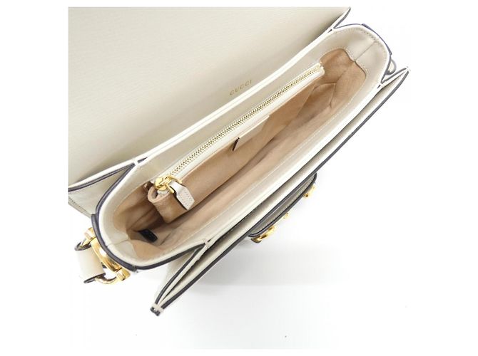 Borsa a Spalla Gucci Horsebit 1955 Bianco Beige - vista 8
