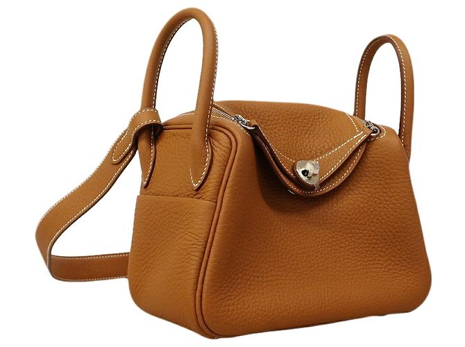 Hermès Borsa Hermes Lindy Mini in pelle Taurillon Clemence Gold D'oro - vista 2