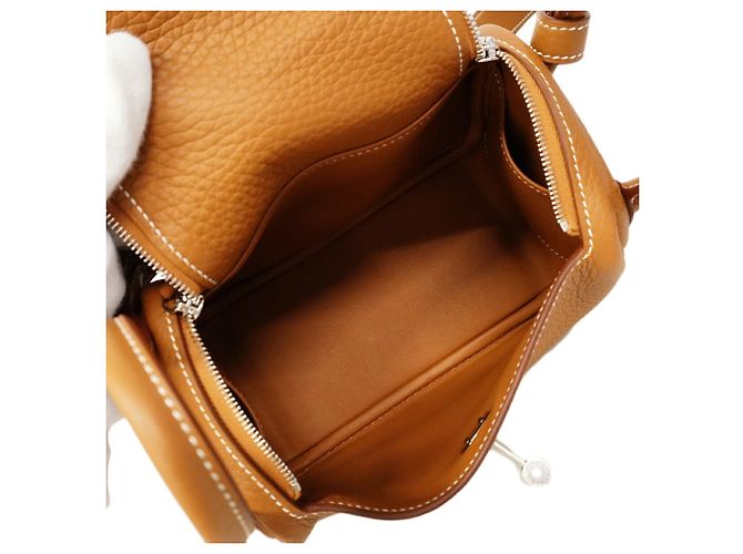 Hermès Borsa Hermes Lindy Mini in pelle Taurillon Clemence Gold D'oro - vista 4