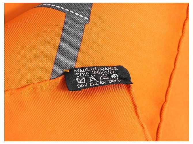 Carré Hermès Bolduc Jean Louis Dumas Seta Arancione 90cm Grigio - vista 12