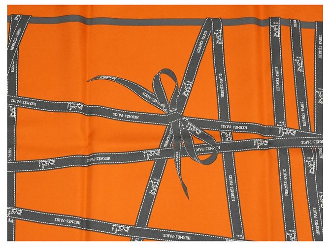 Carré Hermès Bolduc Jean Louis Dumas Seta Arancione 90cm Grigio - vista 9
