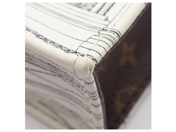 Borsa Louis Vuitton x Fornasetti Petite Sac Plat Monogram Marrone Nero Bianco - vista 5
