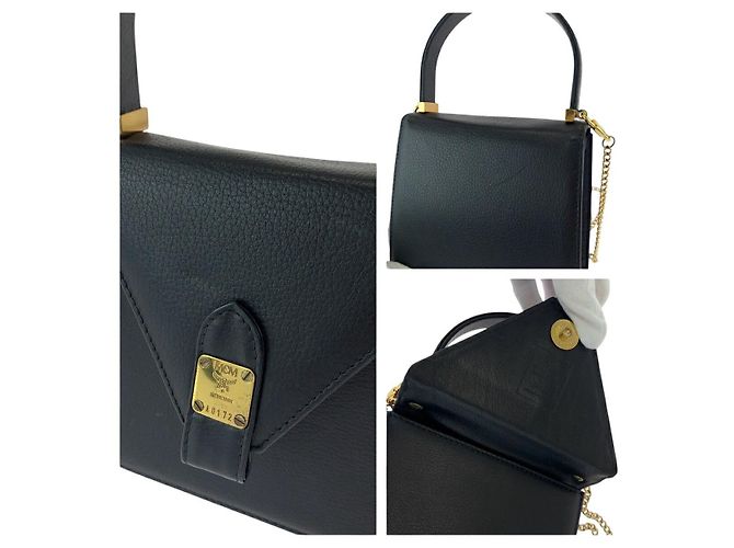 Borsa a mano 2way in pelle nera MCM Nero - vista 5