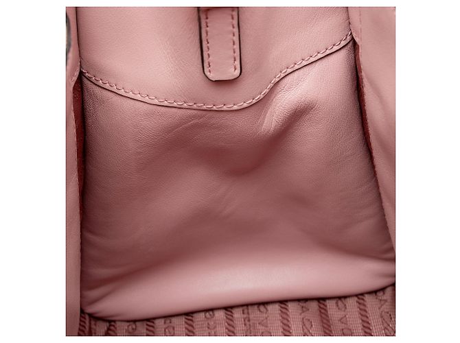Prada Saffiano Cuir Leather Monochrome Small Tote Rosa - vista 10