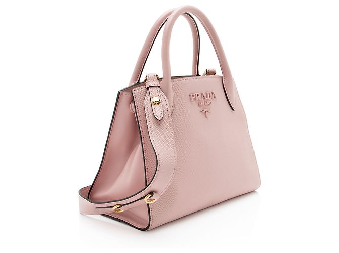 Prada Saffiano Cuir Leather Monochrome Small Tote Rosa - vista 2
