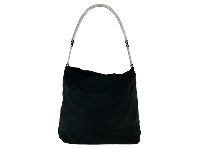 Borsa Hobo in Nylon Tessuto Prada Nero - vista 2