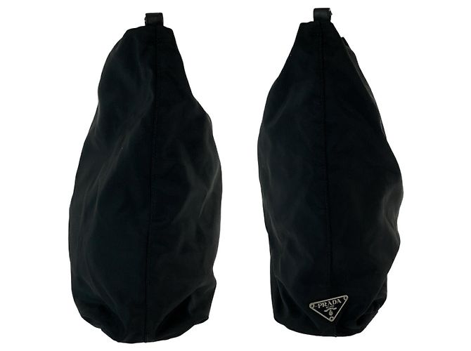 Borsa Hobo in Nylon Tessuto Prada Nero - vista 8