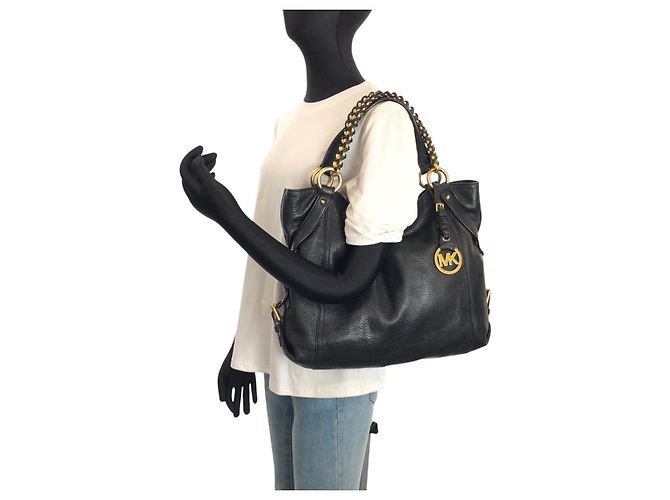 Michael Kors Leder Tasche 2-Wege Schwarz - Ansicht 7