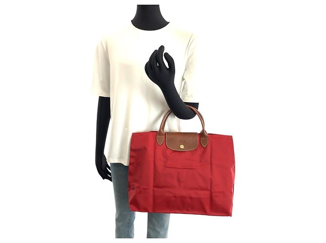 Borsa Tote Longchamp Le Pliage Nylon Rosso - vista 6
